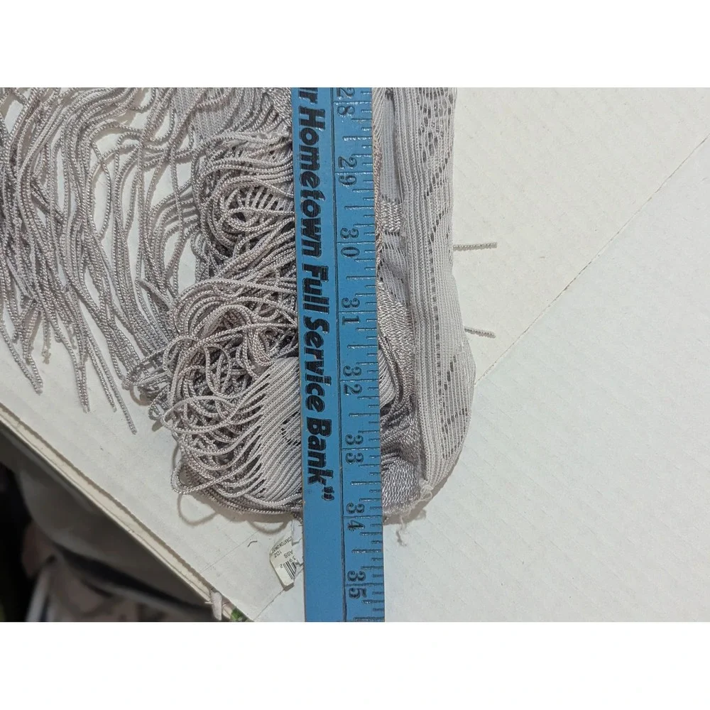 Silver Grey Floral Lace Shawl Fringe Wrap Victorian Rose Evening Scarf 62x31